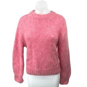 H&M Women's Pink Wool Mohair Mock Neck Long Sleeve Knit Pullover Sweater Top S
